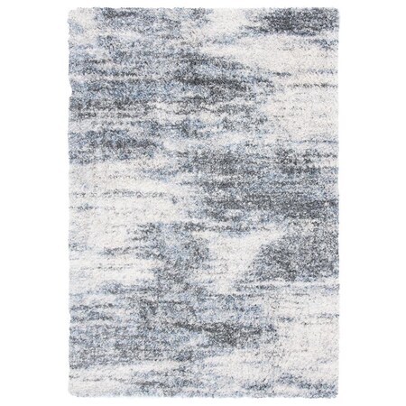 Safavieh 6 ft.-7 in. x 6 ft.-7 in. Berber Shag Contemporary Round Rug; Ivory & Grey BER273A-7R